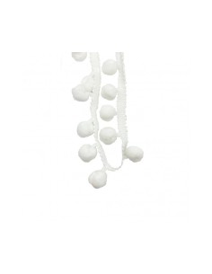 Nastro Decorativo con Pompon | Bianco - 3cm x 1m