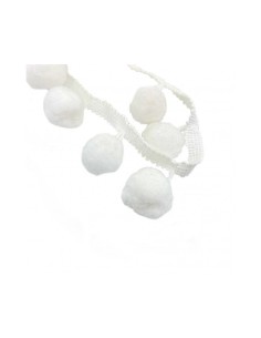 Nastro Decorativo con Pompon | Bianco - 4cm x 1m