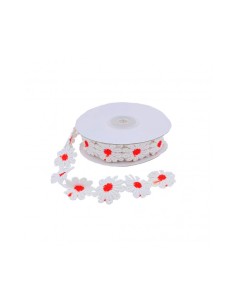Nastro Decorativo in Tessuto con Margherite Bianco -...