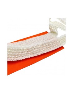 Nastro in Pizzo con Perline | 3,5cm x 1m