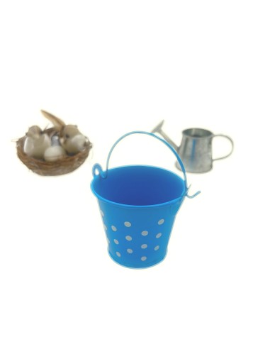 Vasetto in latta a pois celeste...