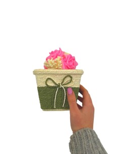 Vasetto con Fiocco 13x10cm Verde