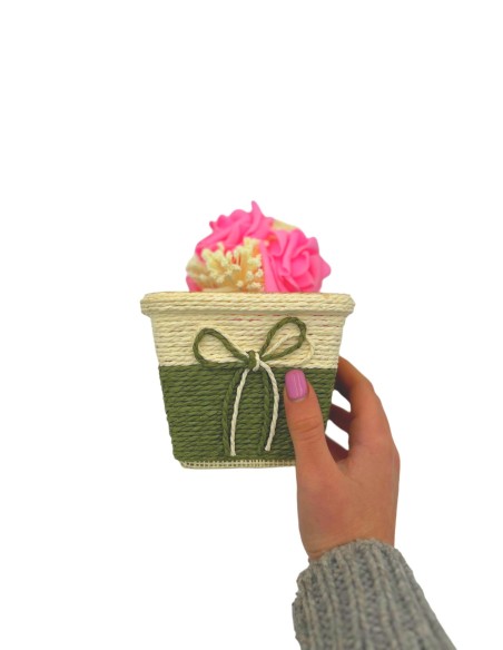 Vasetto con Fiocco 13x10cm Verde