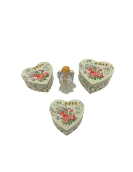Scatole Regalo 3 in 1 Cuore Bianco con Rose