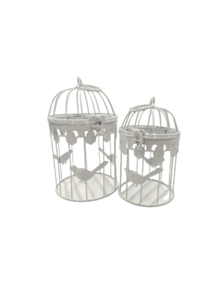 Decorazione Gabbie Bianche con Uccellini  | 2 in 1