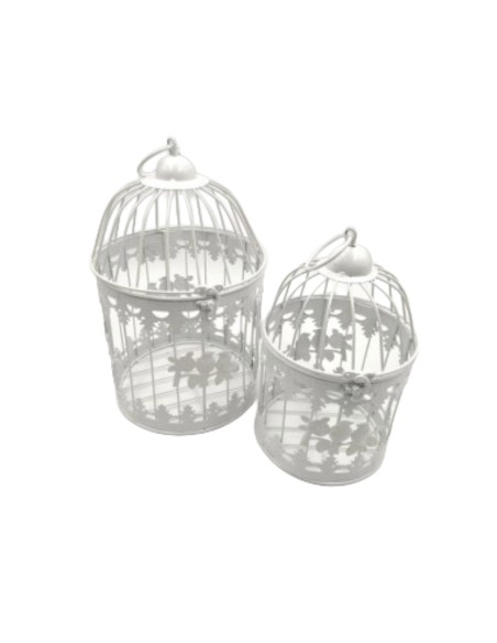 Gabbie bianche con uccellini - 2 pezzi