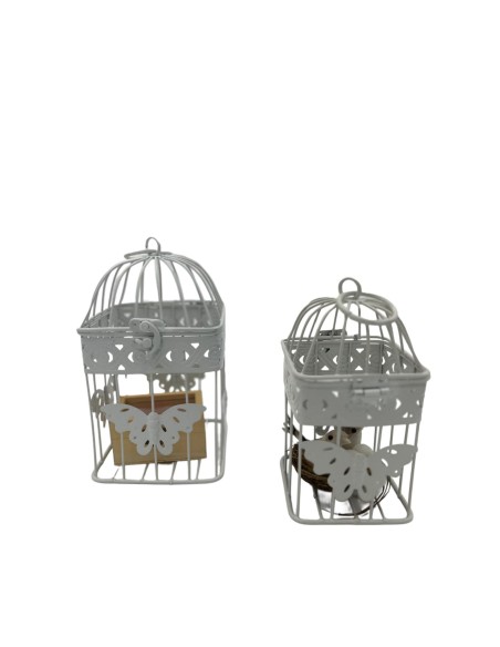 Decorazione Gabbie Quadrate Bianche con Farfalle | 2 in 1