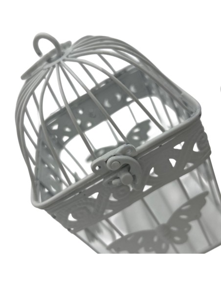 Decorazione Gabbie Quadrate Bianche con Farfalle | 2 in 1