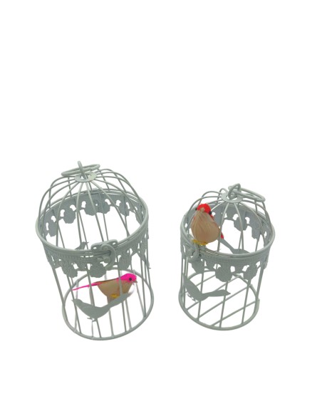 Decorazione Gabbie Bianche con Uccellini  | 2 in 1