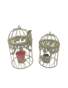Gabbiette decorative in ferro con uccellini - 2 pezzi |...