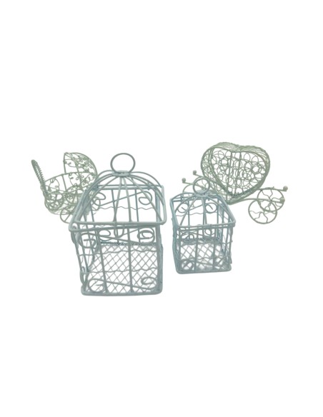 Decorazione Set Gabbiette Bianco| 2 in 1