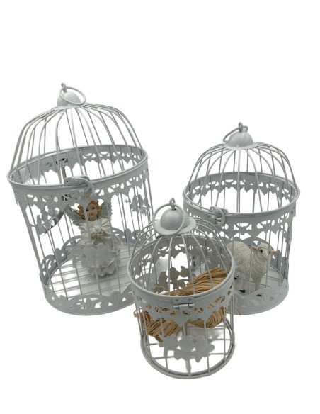 Decorazione Gabbie Bianche con Uccellini | 3 in 1