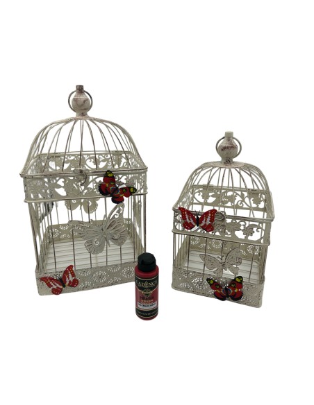 Decorazione Gabbie Quadrate Sfumate con Farfalle | 2 in 1