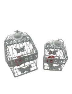 Decorazione Gabbie Quadrate Bianche con Farfalle | 2 in 1