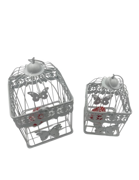 Decorazione Gabbie Quadrate Bianche con Farfalle | 2 in 1