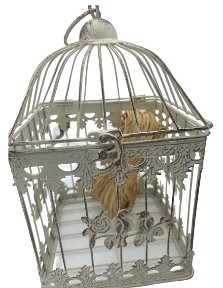 Decorazione Gabbie Quadrate Bianche con Uccellini | 2 in 1