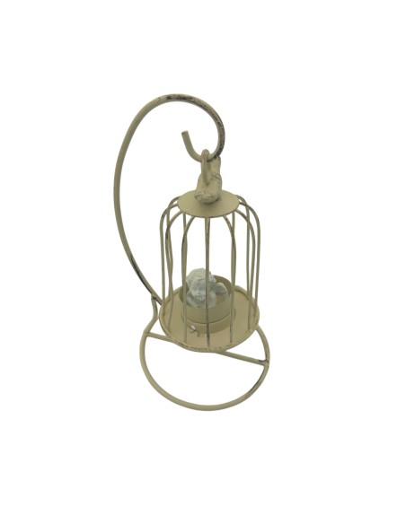 Portacandela Gabbietta Beige 22x12cm