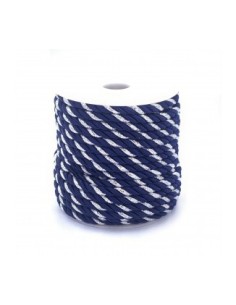 Cordoncino Tessuto Intrecciato - Blu Navy/Argento | 5mm x...