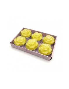 Set 6 Candele con glitter | Giallo - 3,5x2,5cm