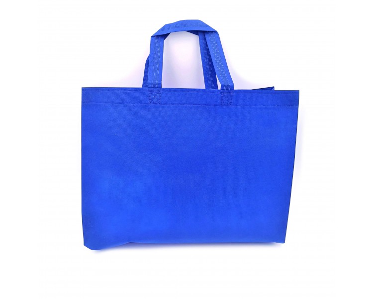 Shopper in Tela 40x35x12cm Blu