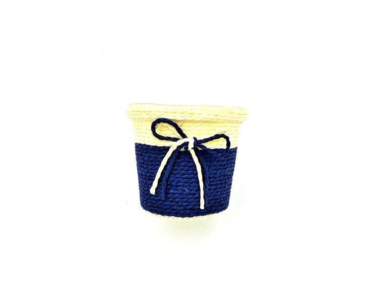 Vasetto con Fiocco 10x9cm Blu