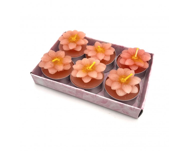 Set 6 Candele con glitter | Rosa Arancio - 3,5x2,5cm