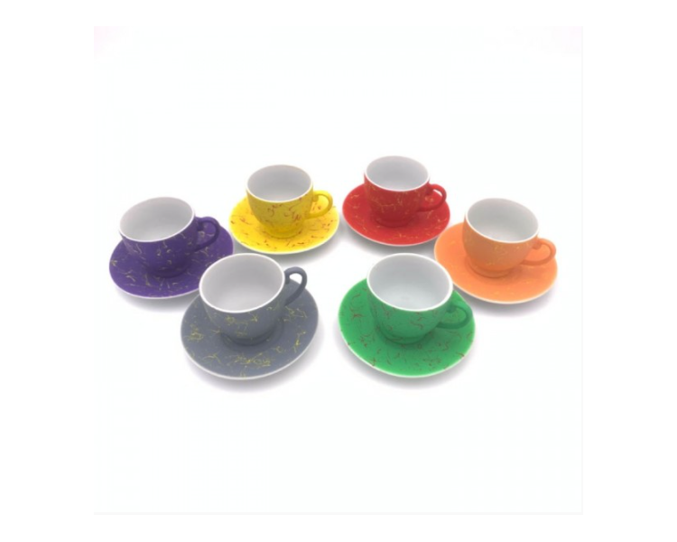 Set 6 tazzine + piattino in Ceramica