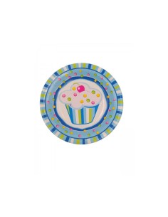 Piatti di carta per feste Compleanno Blu Cupcake | 18 cm...