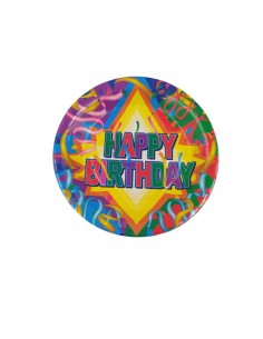 Piatti di carta per feste Happy Birthday | 23 cm - 10 pezzi