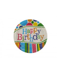 Piatti di carta per feste Happy Birthday | 23 cm - 10 pezzi
