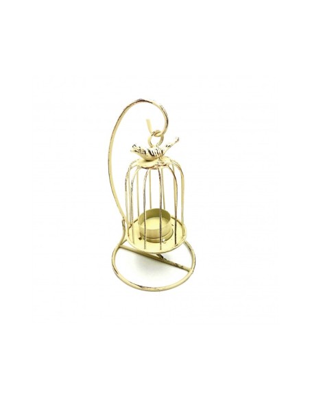 Portacandela Gabbietta Beige 22x12cm