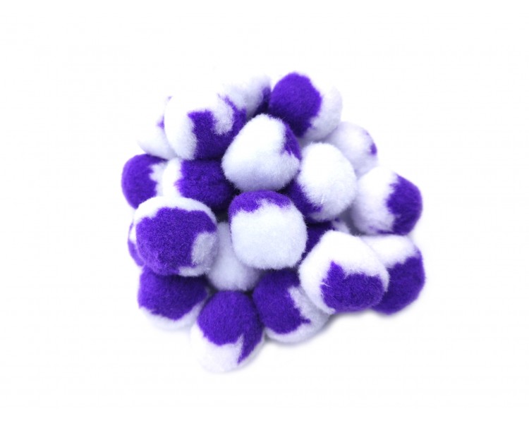 POM PON | Viola e bianco / 3,5cm - 25 pezzi