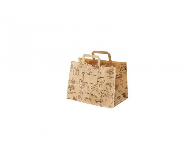 Shopper Avana con Scritte - 32+21x27 cm - 50 Pezzi