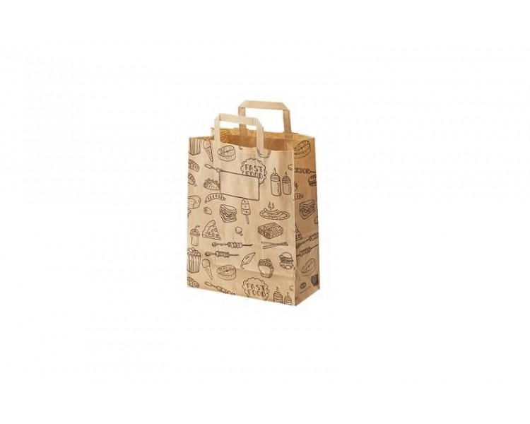 Shopper Avana con Scritte - 27+16x29 cm - 50 Pezzi