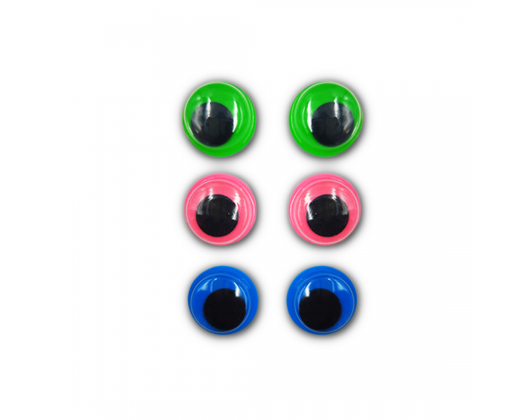 Occhi in Plastica|6 pz|Verde/Rosa/Blu