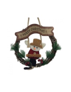 Corona Natalizia con Pupazzo di Neve | 22cm