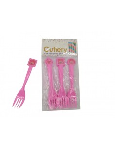 Forchette per feste | Rosa - 10 pezzi